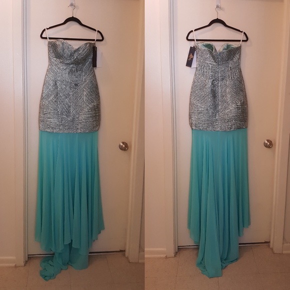 NEW John Paul Ataker Metallic Matelassé Strapless 2-Piece Gown Size Small - Picture 8 of 8